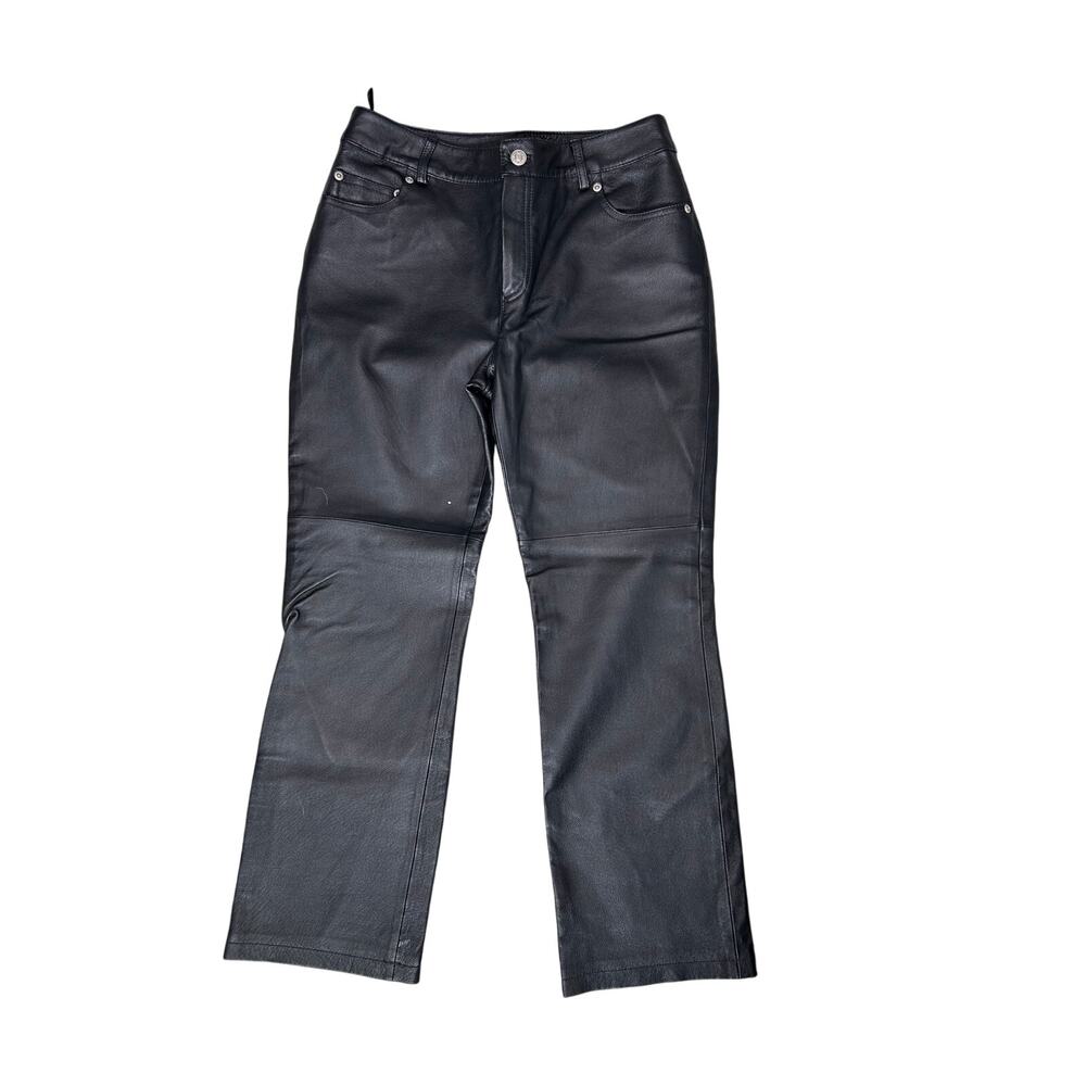Vintage 90's Y2K Black Leather Pants NWT New Newport News size 6P 6 Petite Small